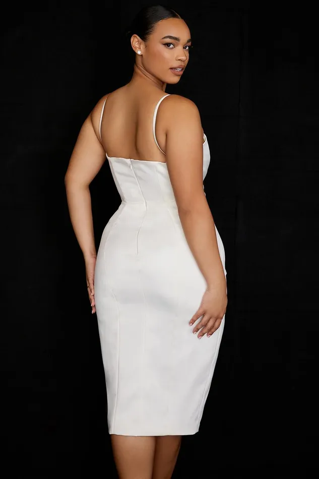 House Of CB CasimiraIvory Satin Corset Midi Dress 8211 SALE Ivory Women Bodycon Dresses