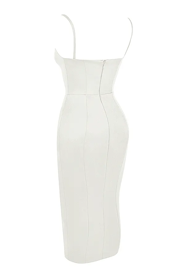 House Of CB CasimiraIvory Satin Corset Midi Dress 8211 SALE Ivory Women Bodycon Dresses