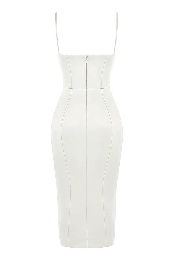 House Of CB CasimiraIvory Satin Corset Midi Dress 8211 SALE Ivory Women Bodycon Dresses