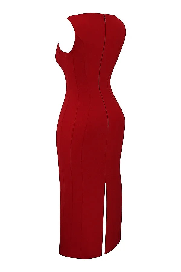 House Of CB CeceRed Rose Plunge Maxi Dress 8211 SALE Red Women Bodycon Dresses