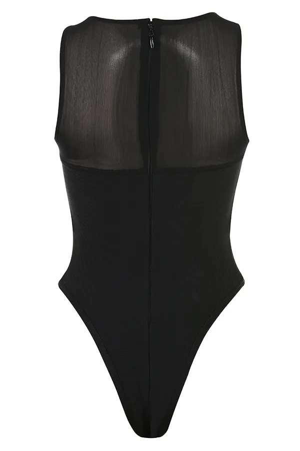 House Of CB ChiaraBlack Sleeveless Bandage Bodysuit 8211 SALE Black Women Tops