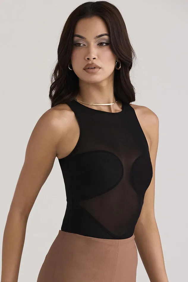 House Of CB ChiaraBlack Sleeveless Bandage Bodysuit 8211 SALE Black Women Tops