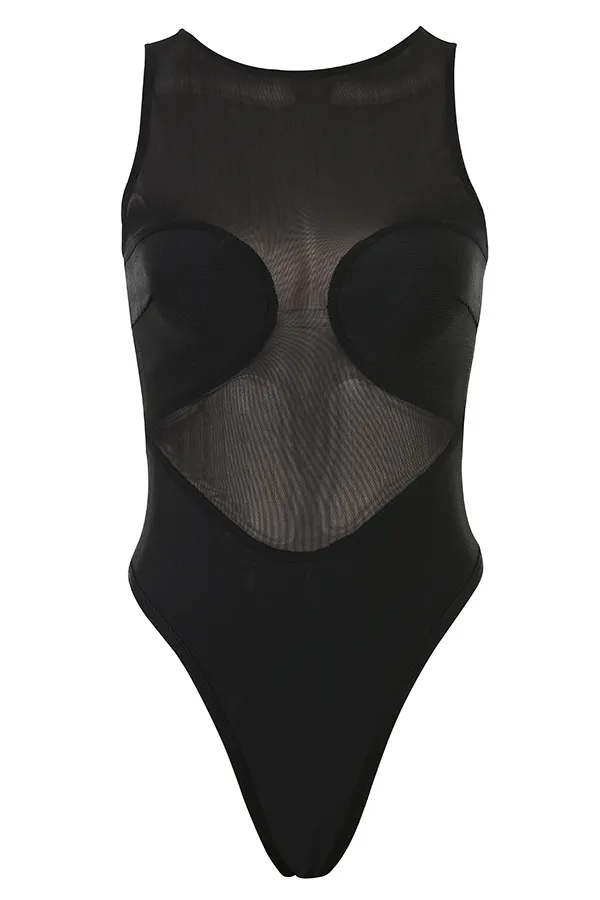 House Of CB ChiaraBlack Sleeveless Bandage Bodysuit 8211 SALE Black Women Tops
