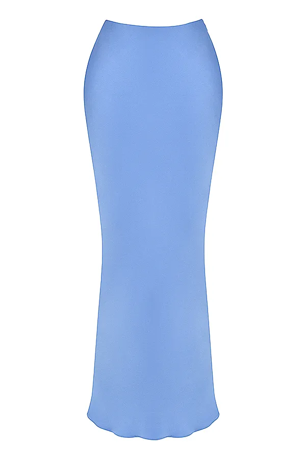 House Of CB ClaraBlue Satin Bias Cut Midi Skirt 8211 SALE Blue Women Skirts