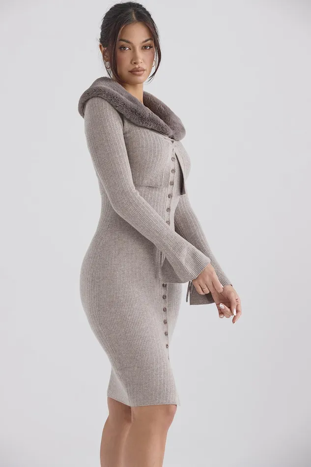 House Of CB DahliaBeige Cashmere Cardigan 8211 SALE Beige Women Tops
