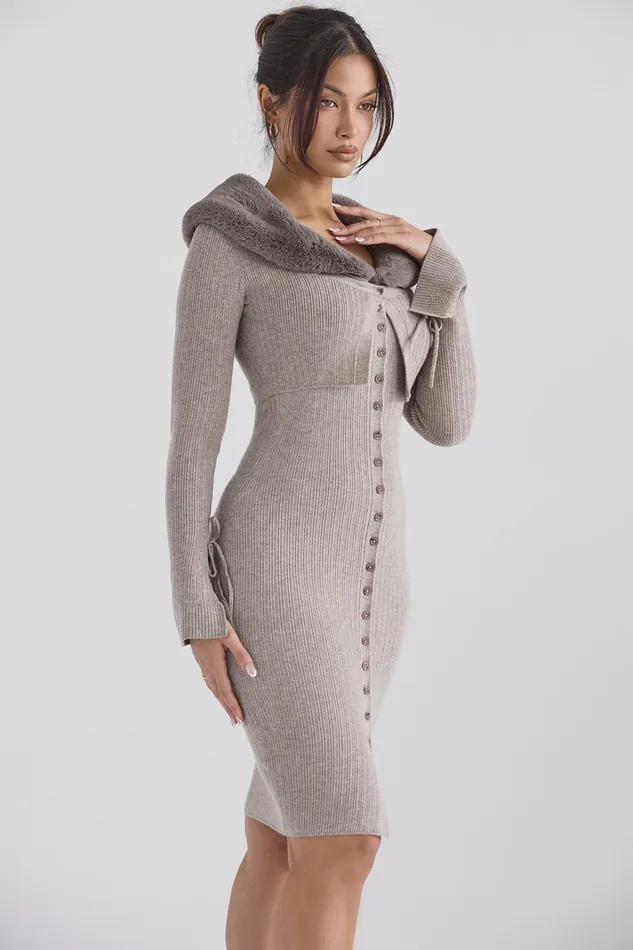 House Of CB DahliaBeige Cashmere Cardigan 8211 SALE Beige Women Tops