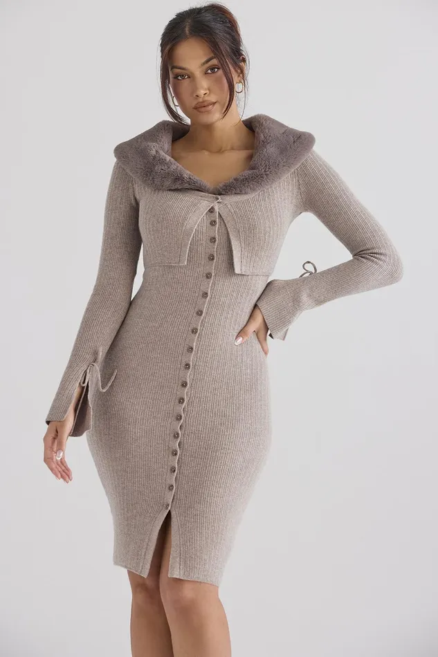 House Of CB DahliaBeige Cashmere Cardigan 8211 SALE Beige Women Tops