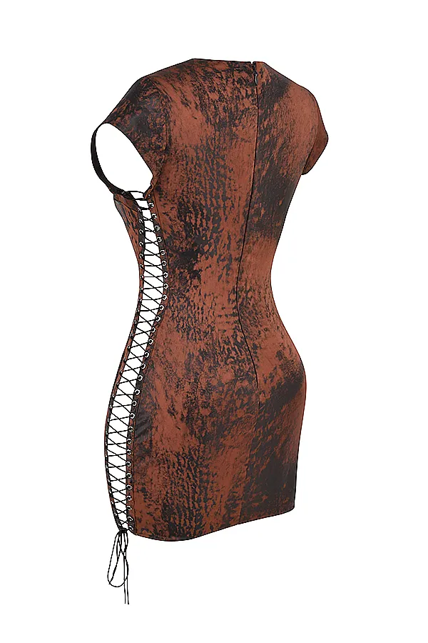 House Of CB DaphneAntique Copper Lace Up Mini Dress 8211 SALE Antique Women Bodycon Dresses