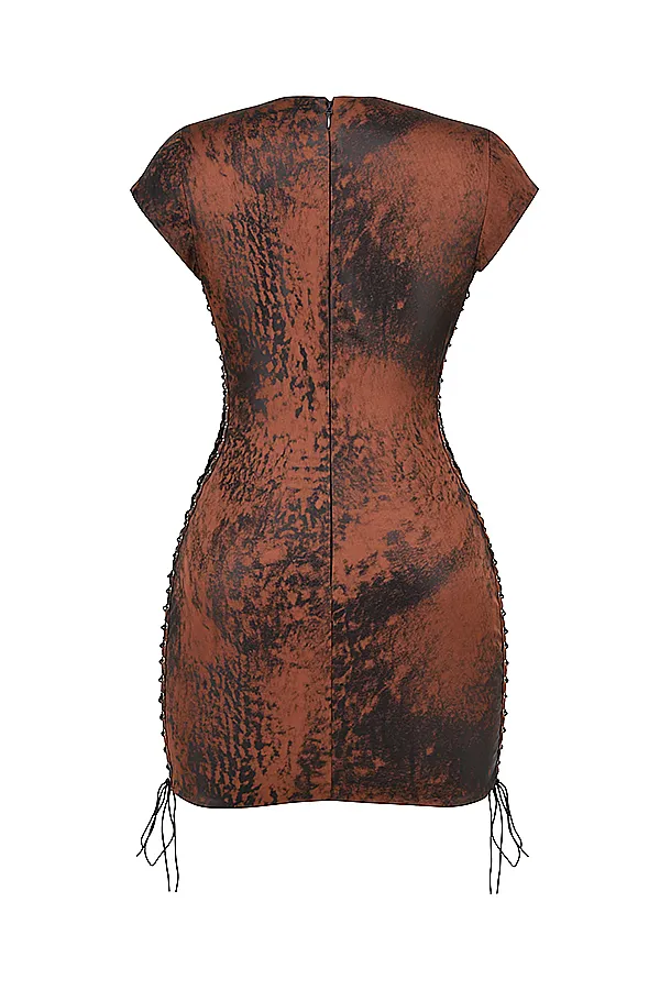 House Of CB DaphneAntique Copper Lace Up Mini Dress 8211 SALE Antique Women Bodycon Dresses