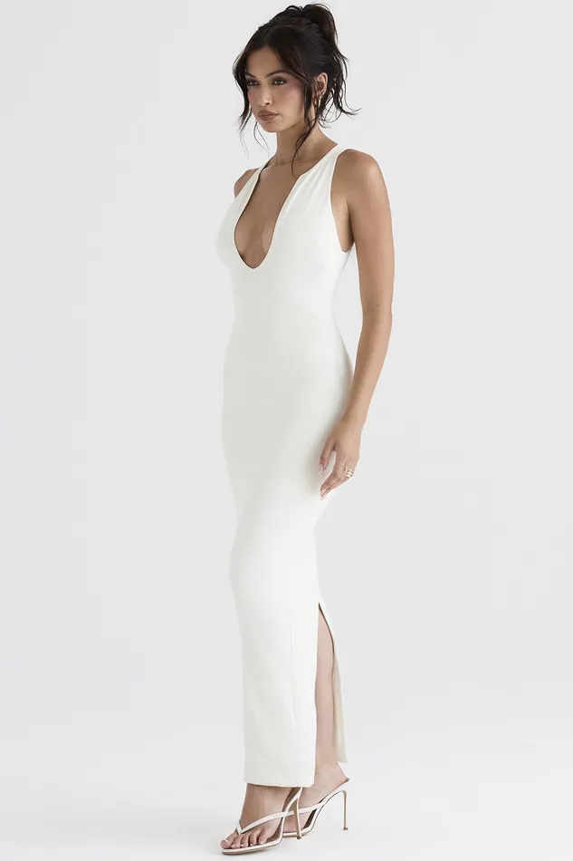 House Of CB EleanoraIvory Plunge Maxi Dress Ivory Women Bodycon Dresses