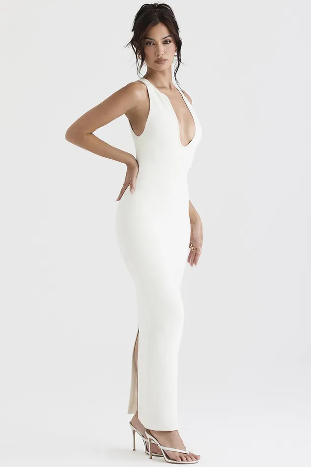 House Of CB EleanoraIvory Plunge Maxi Dress Ivory Women Bodycon Dresses
