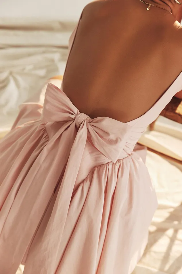 House Of CB FlorianneSoft Peach Bow Mini Dress Soft Women Corset Dresses