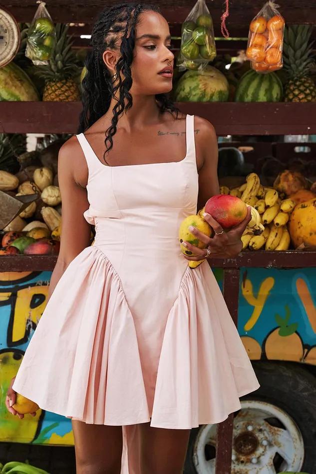 House Of CB FlorianneSoft Peach Bow Mini Dress Soft Women Corset Dresses