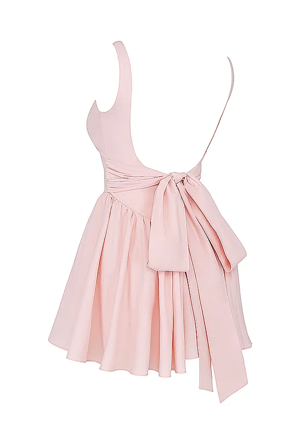 House Of CB FlorianneSoft Peach Bow Mini Dress Soft Women Corset Dresses