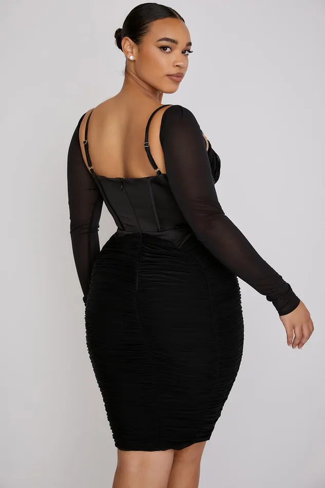 House Of CB FreyjaBlack Gathered Corset Dress 8211 SALE Black Women Bodycon Dresses