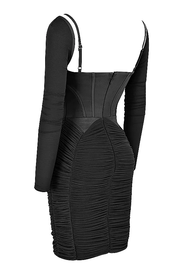 House Of CB FreyjaBlack Gathered Corset Dress 8211 SALE Black Women Bodycon Dresses