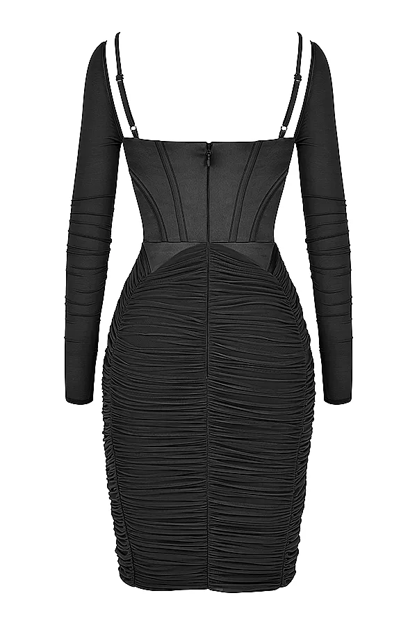 House Of CB FreyjaBlack Gathered Corset Dress 8211 SALE Black Women Bodycon Dresses