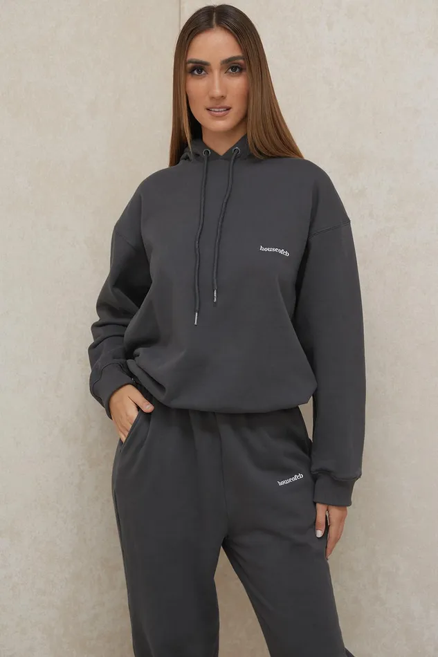 House Of CB HaloCharcoal Oversized Hoodie Charcoal Women Sweats