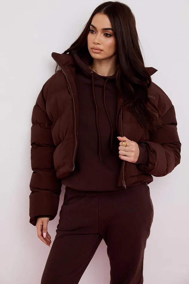 House Of CB HeroChocolate Oversized C Shape Puffer Jacket 8211 SALE Chocolate Women Outerwear