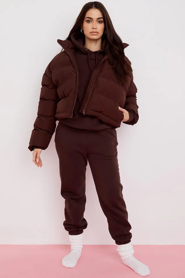 House Of CB HeroChocolate Oversized C Shape Puffer Jacket 8211 SALE Chocolate Women Outerwear