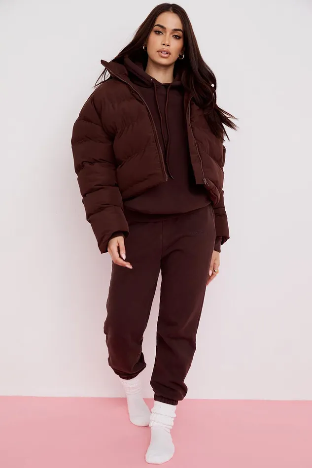 House Of CB HeroChocolate Oversized C Shape Puffer Jacket 8211 SALE Chocolate Women Outerwear