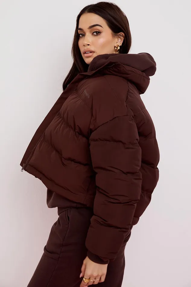 House Of CB HeroChocolate Oversized C Shape Puffer Jacket 8211 SALE Chocolate Women Outerwear