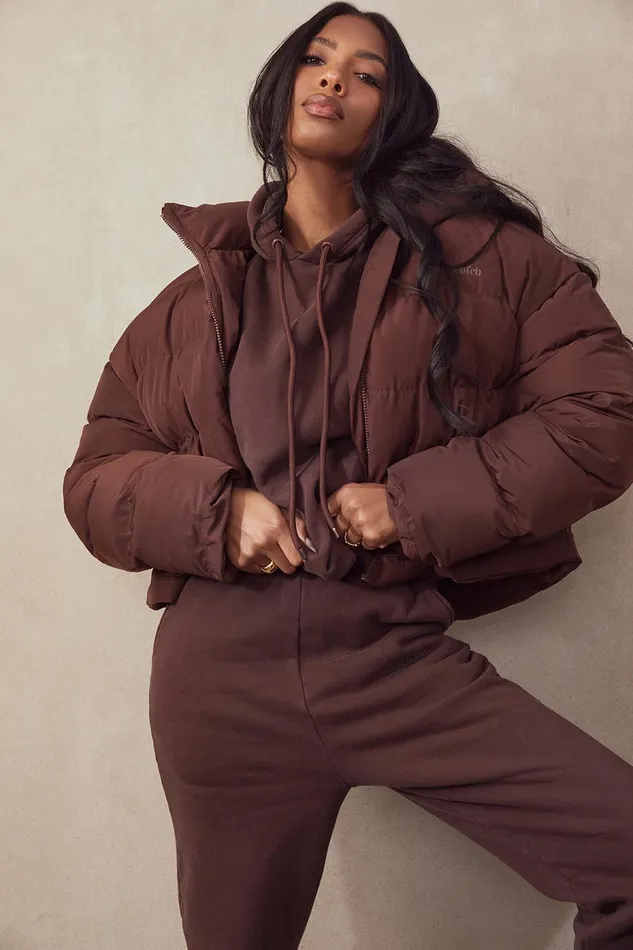 House Of CB HeroChocolate Oversized C Shape Puffer Jacket 8211 SALE Chocolate Women Outerwear