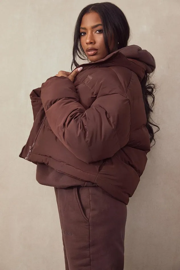 House Of CB HeroChocolate Oversized C Shape Puffer Jacket 8211 SALE Chocolate Women Outerwear