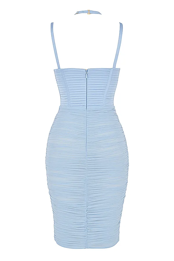 House Of CB JosephineBaby Blue Pleated Corset Midi Dress 8211 SALE Baby Women Midi Dresses