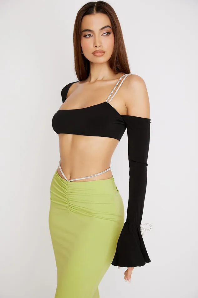 House Of CB JuneBlack Crystal Trim Bandeau Top 8211 SALE Black Women Tops