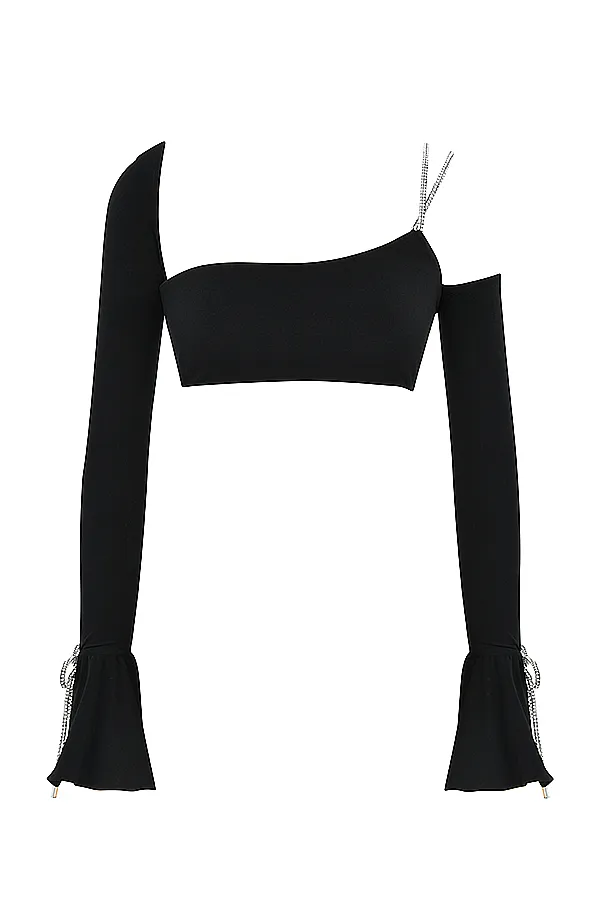 House Of CB JuneBlack Crystal Trim Bandeau Top 8211 SALE Black Women Tops