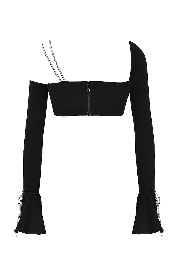 House Of CB JuneBlack Crystal Trim Bandeau Top 8211 SALE Black Women Tops
