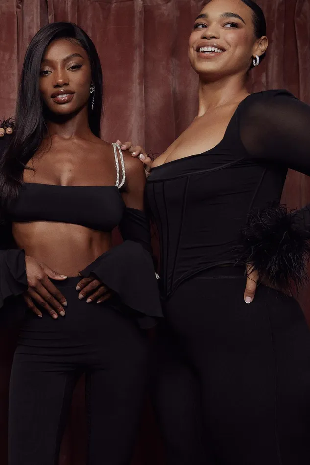 House Of CB JuneBlack Crystal Trim Bandeau Top 8211 SALE Black Women Tops