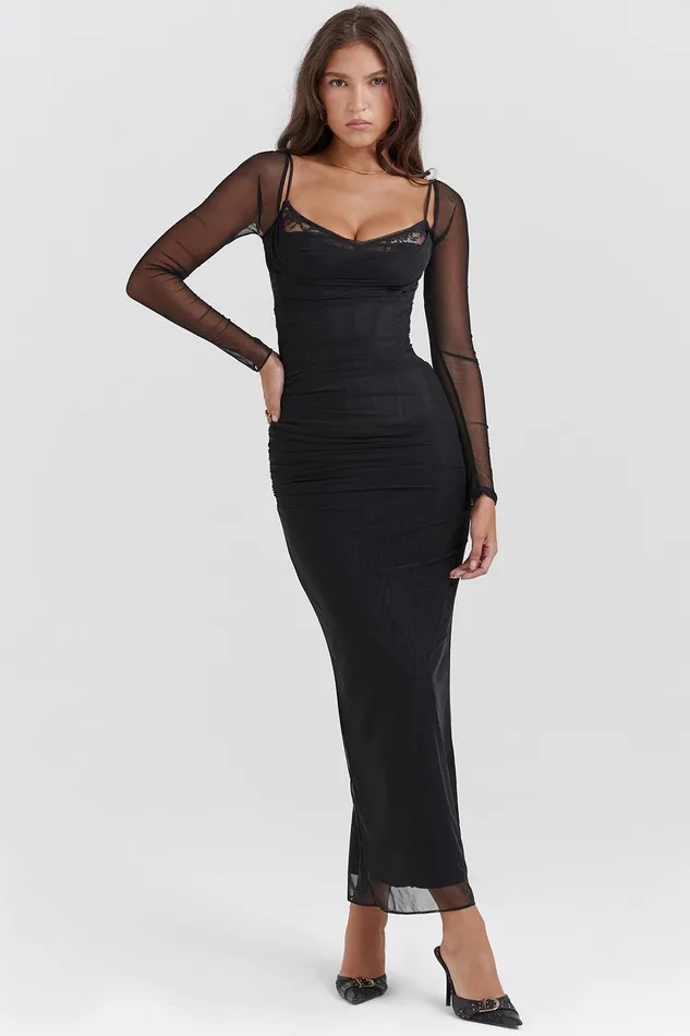 House Of CB KatarinaBlack Maxi Dress Black Women Corset Dresses