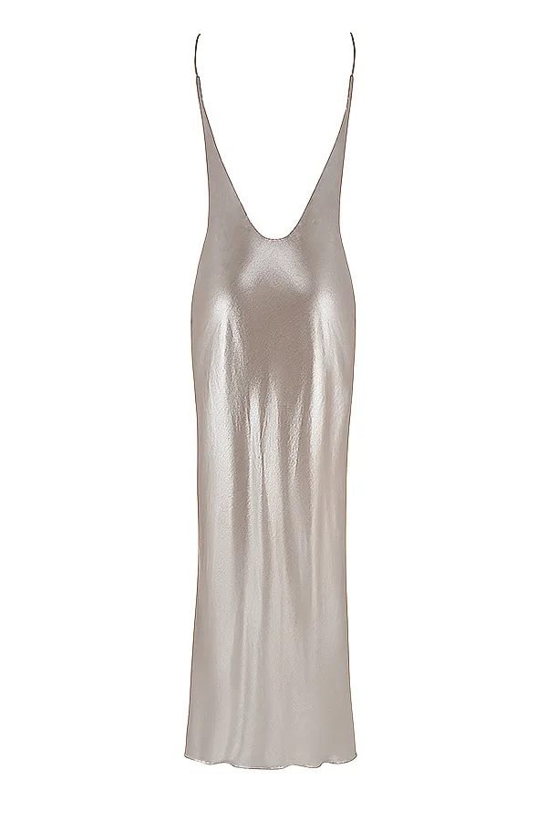 House Of CB LeiaChampagne Shimmer Low Back Maxi Dress 8211 SALE Champagne Women Bodycon Dresses