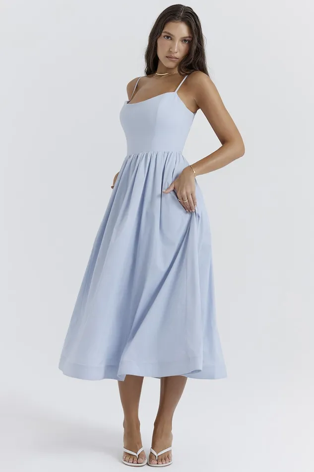 House Of CB LolitaSoft Blue Corset Sundress Soft Women Corset Dresses