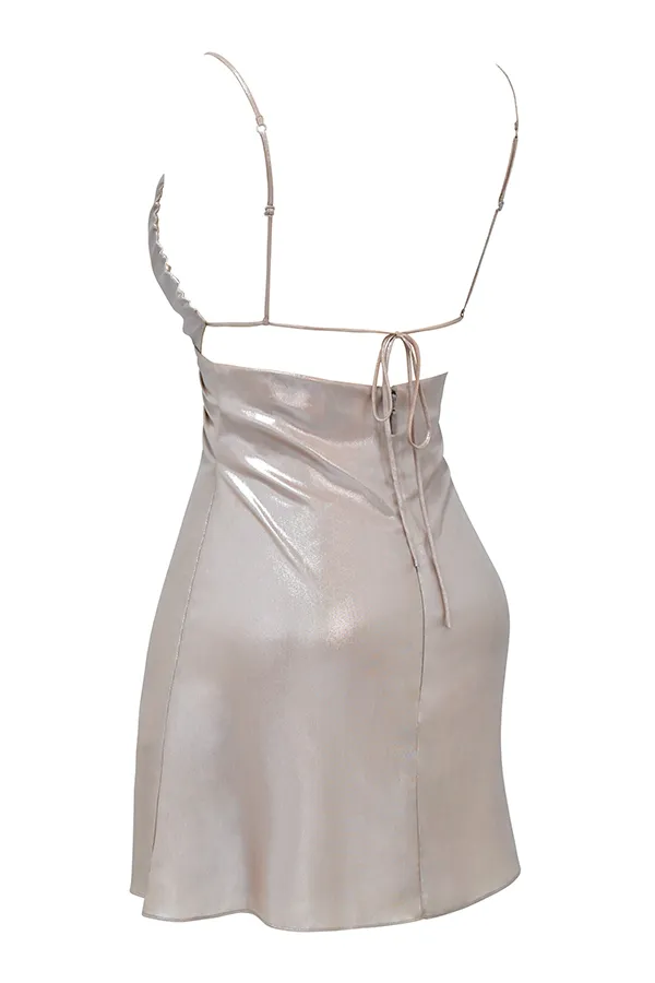 House Of CB LucillaBeige Shimmer Mini Dress 8211 SALE Beige Women Mini Dresses
