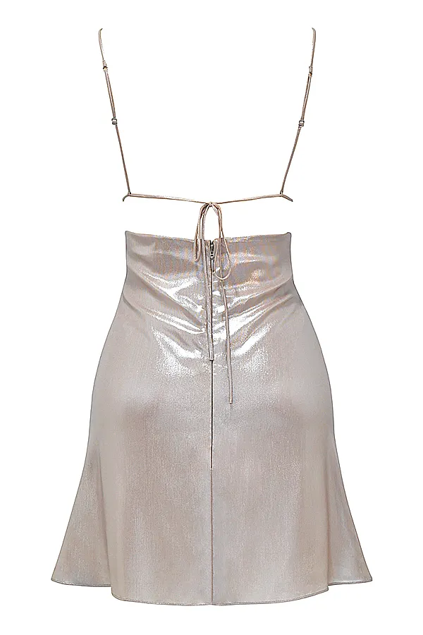 House Of CB LucillaBeige Shimmer Mini Dress 8211 SALE Beige Women Mini Dresses