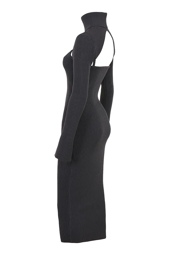 House Of CB MelioraCharcoal Knit Midi Dress 8211 SALE Charcoal Women Bodycon Dresses