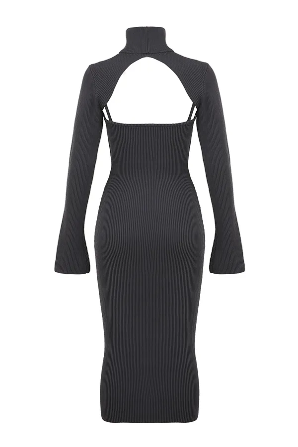 House Of CB MelioraCharcoal Knit Midi Dress 8211 SALE Charcoal Women Bodycon Dresses