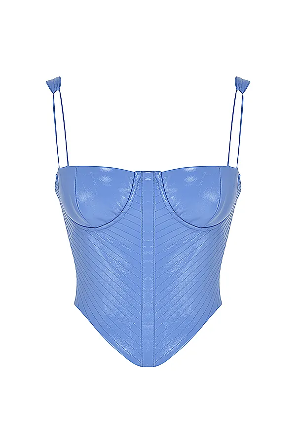 House Of CB MelissaCornflower Blue Vegan Leather Corset 8211 SALE Cornflower Women Corsets
