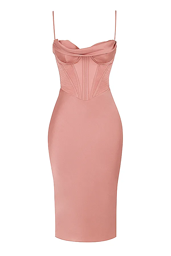 House Of CB MyrnaRose Satin Corset Slip Dress 8211 SALE Rose Women Bodycon Dresses