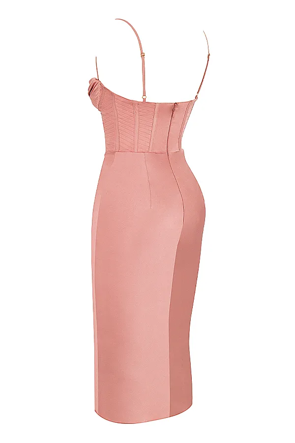 House Of CB MyrnaRose Satin Corset Slip Dress 8211 SALE Rose Women Bodycon Dresses