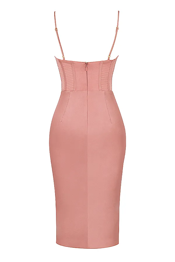 House Of CB MyrnaRose Satin Corset Slip Dress 8211 SALE Rose Women Bodycon Dresses