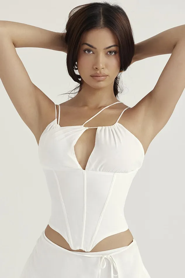 House Of CB OrlaWhite Chiffon Strappy Corset 8211 SALE White Women Corsets