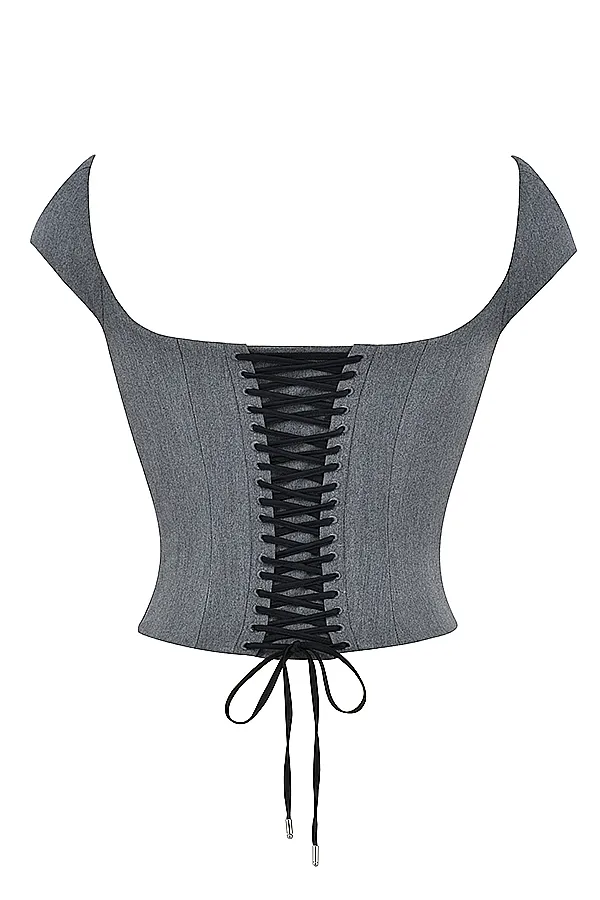 House Of CB RowenaGrey Lace Back Corset Grey Women Tops