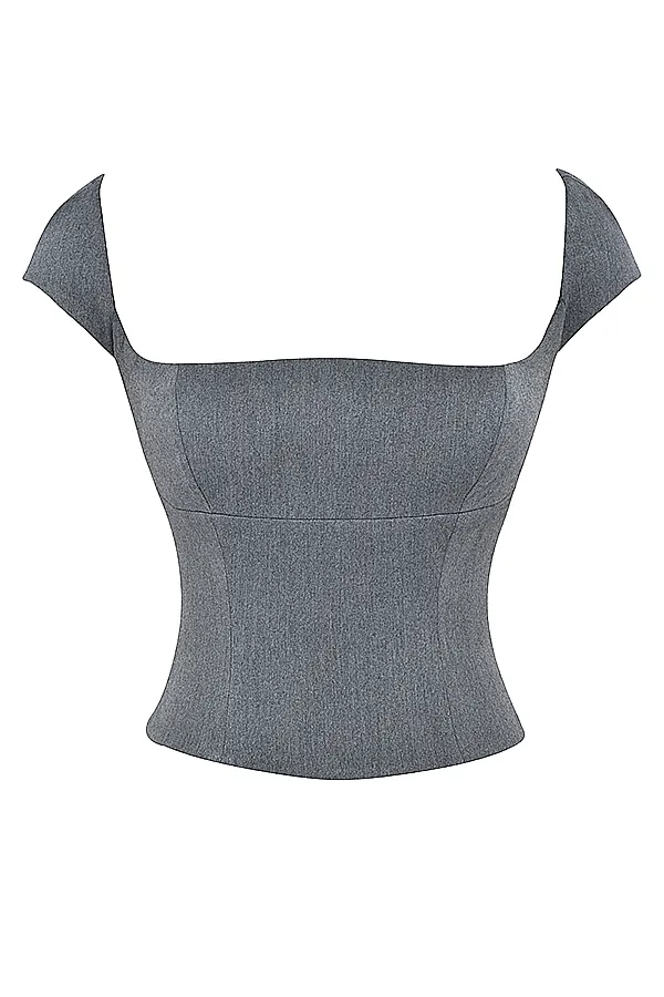 House Of CB RowenaGrey Lace Back Corset Grey Women Tops