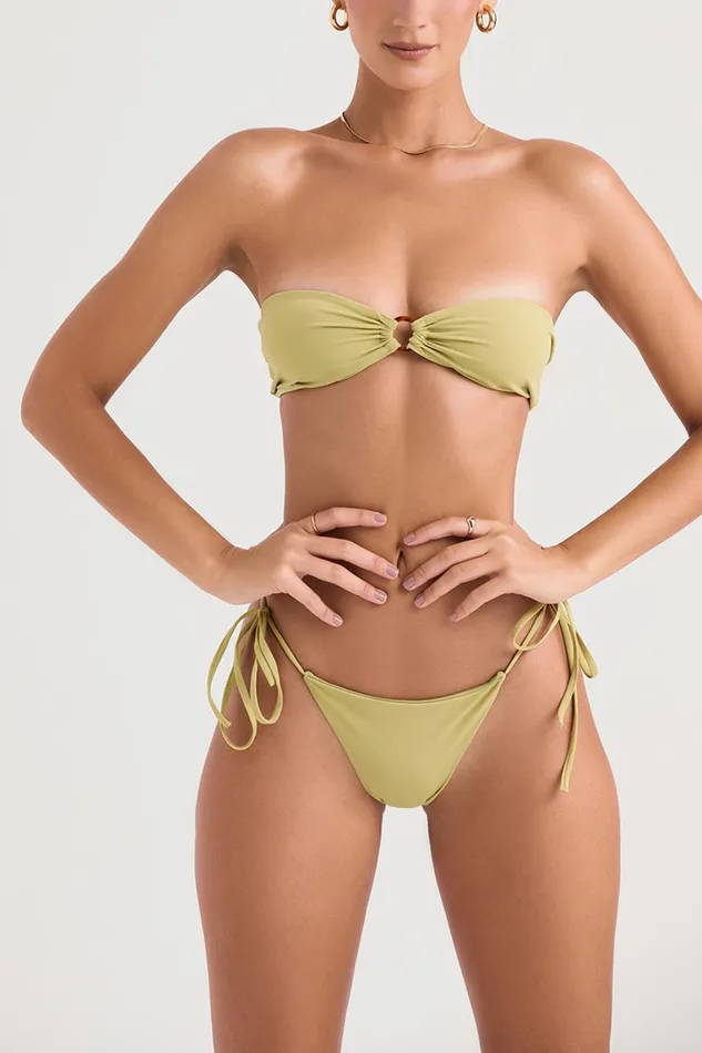 House Of CB SantoriniOlive Tie Side Bikini Bottom Olive Women