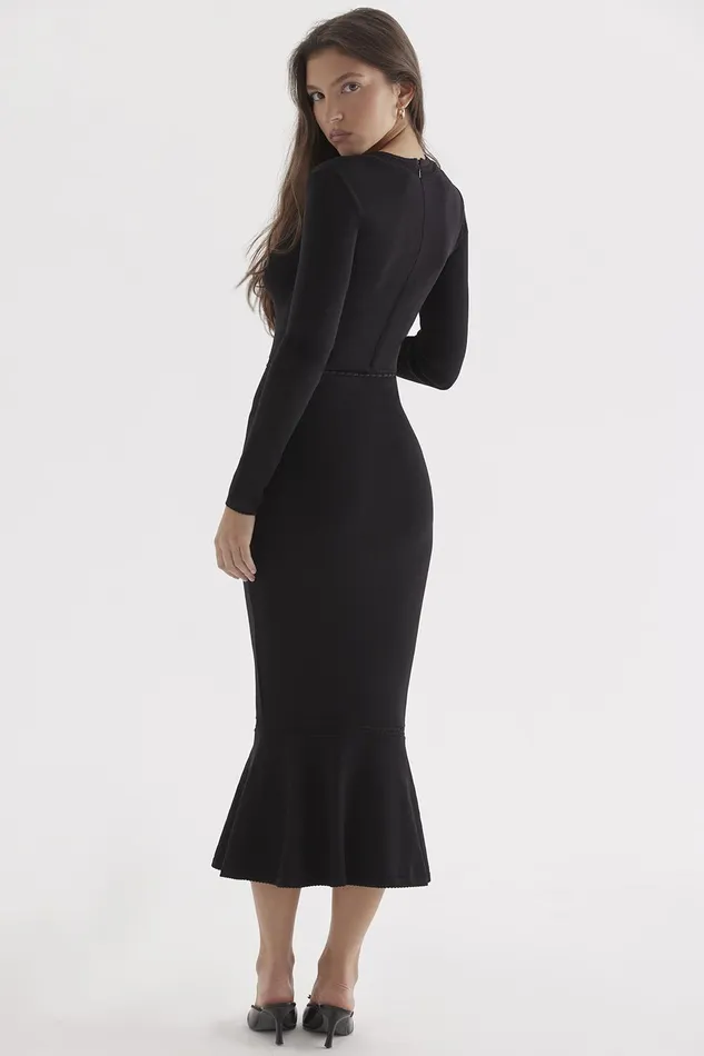 House Of CB SashaBlack Dainty Knit Midi Dress 8211 SALE Black Women Bodycon Dresses