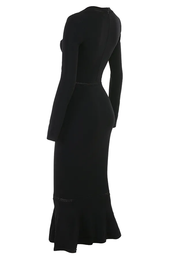 House Of CB SashaBlack Dainty Knit Midi Dress 8211 SALE Black Women Bodycon Dresses